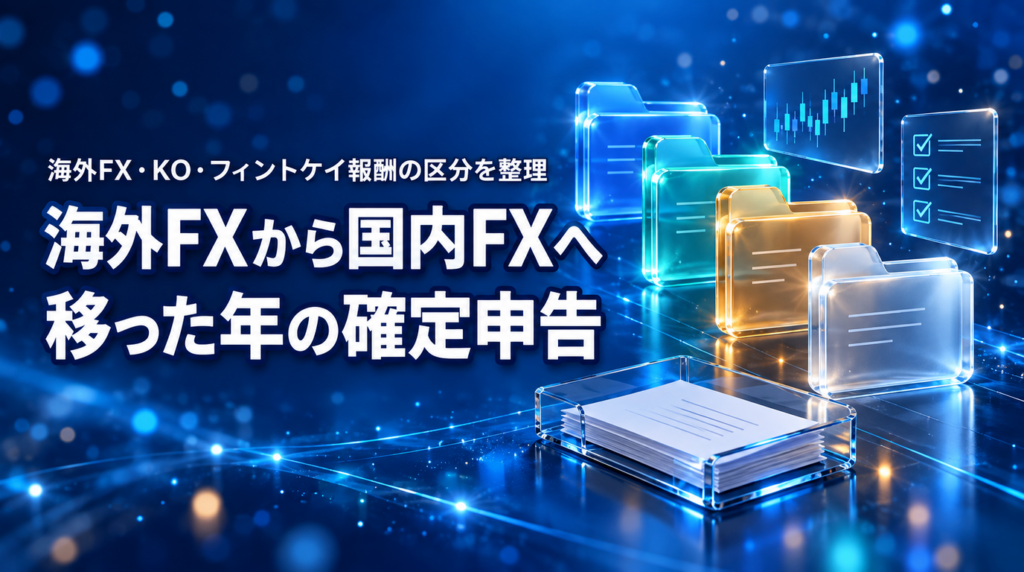 海外FXから国内FXへ移った年の確定申告｜海外FX・KO・フィントケイ報酬の区分